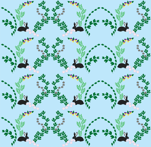 Motif papier peint ou tissu lapins fond bleu CatMat creation digitale